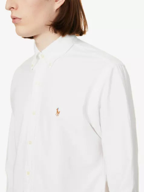 Long-sleeved button-down custom-fit cotton Oxford shirt