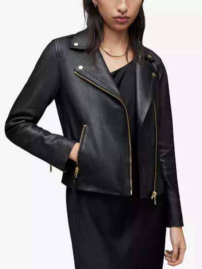 Dalby slim-fit leather biker jacket