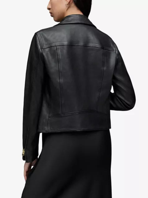 Dalby slim-fit leather biker jacket