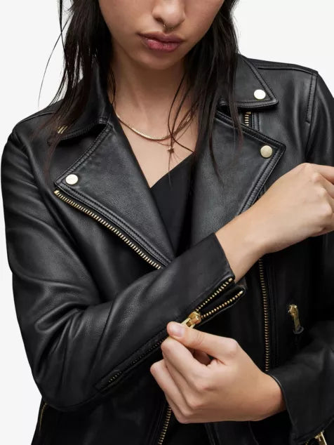 Dalby slim-fit leather biker jacket