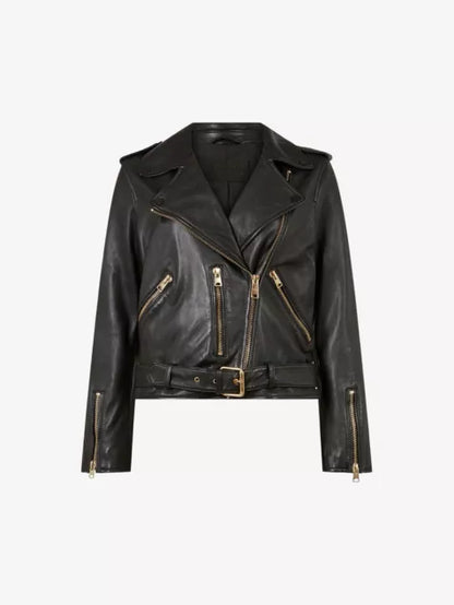 Dalby slim-fit leather biker jacket