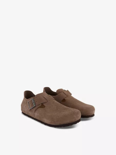 London raised-heel suede shoes