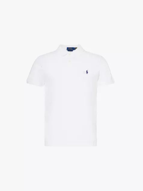 Short-sleeved logo-embroidered custom-fit cotton-piqué polo shirt