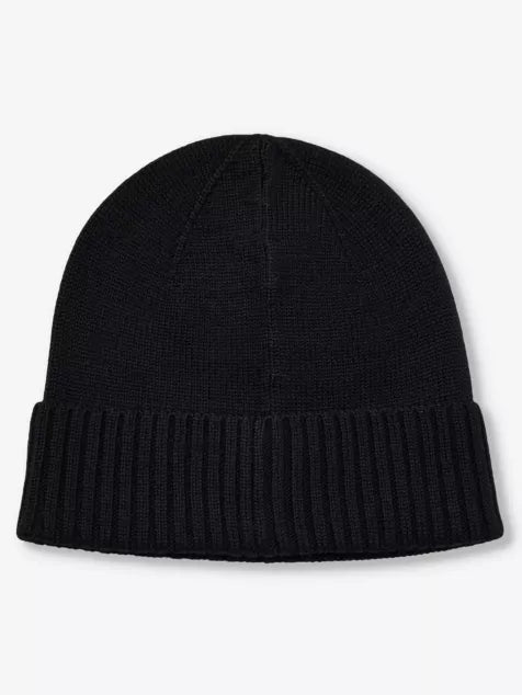 Brand-embroidered folded-brim wool beanie