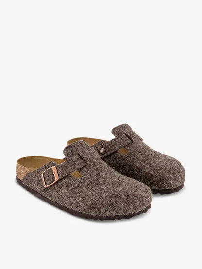 Boston buckle-fastened wool clogs