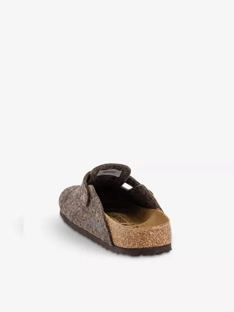 Boston buckle-fastened wool clogs