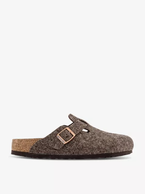 Boston buckle-fastened wool clogs