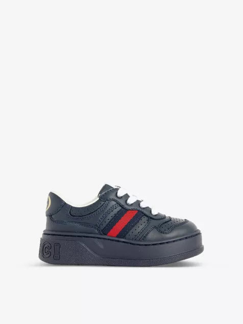 Kids' logo-print leather low-top trainers