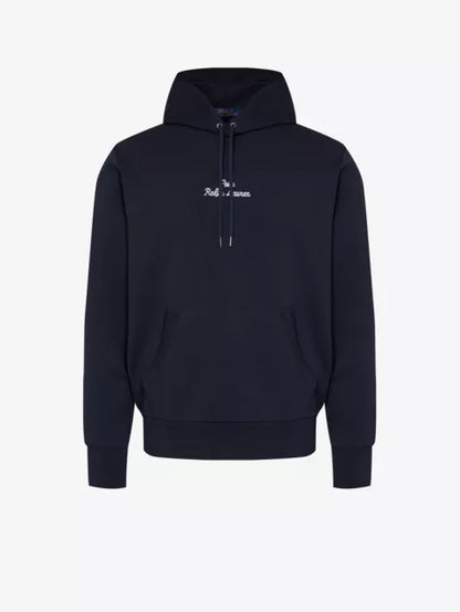 Brand-embroidered relaxed-fit cotton-blend hoody