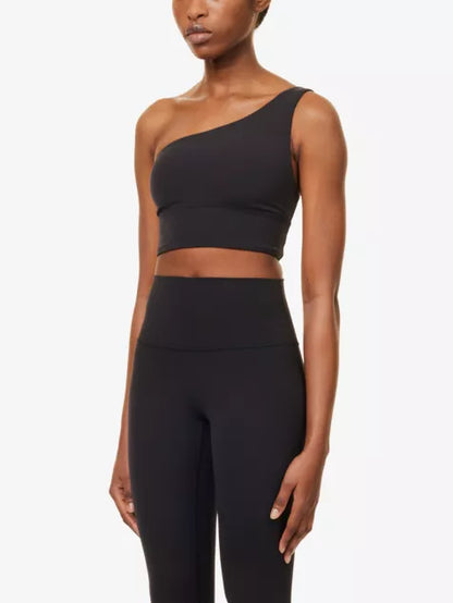 Align asymmetric-shoulder stretch-woven bra