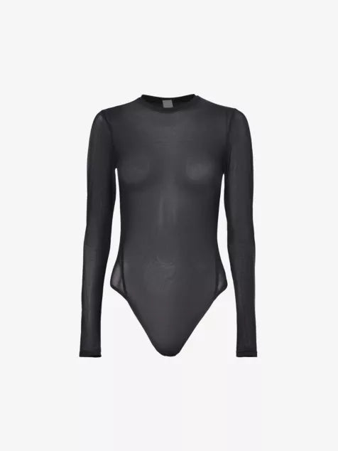 Wundermost Nulu round-neck sheer mesh bodysuit