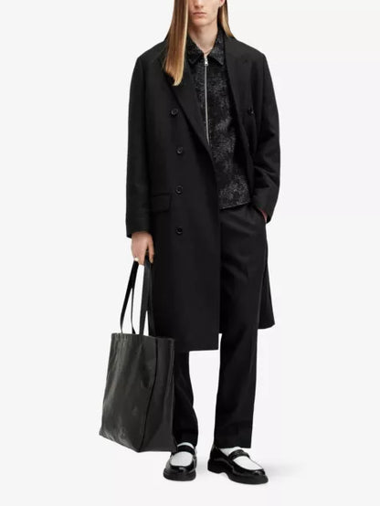 Arcade lapel-collar relaxed-fit wool-blend coat