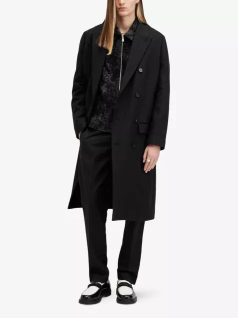 Arcade lapel-collar relaxed-fit wool-blend coat