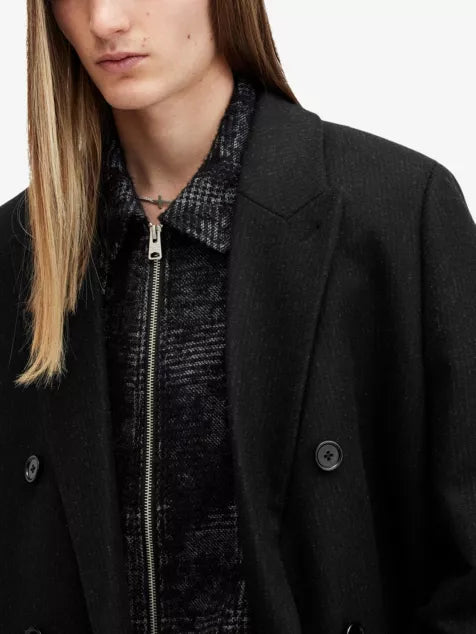 Arcade lapel-collar relaxed-fit wool-blend coat