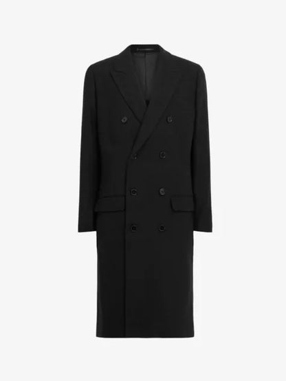 Arcade lapel-collar relaxed-fit wool-blend coat