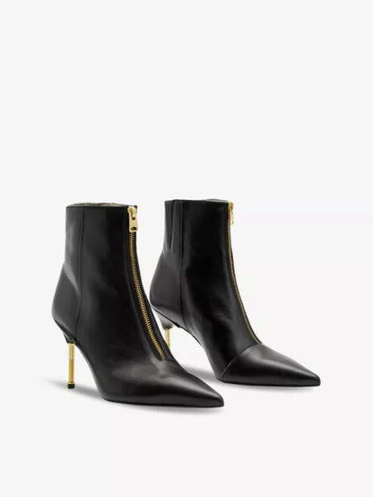 Natasha zip-up heeled leather ankle boots