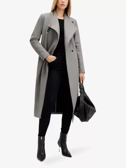 Riley wrap-around belted wool-blend coat