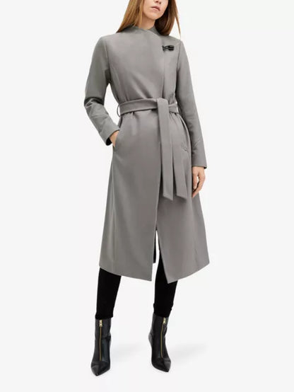 Riley wrap-around belted wool-blend coat