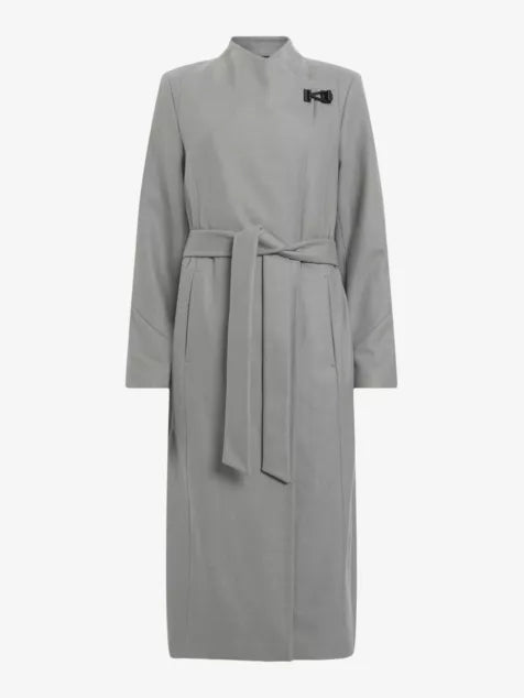 Riley wrap-around belted wool-blend coat