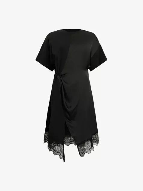 Lana lace-embroidered short-sleeve organic-cotton mini dress