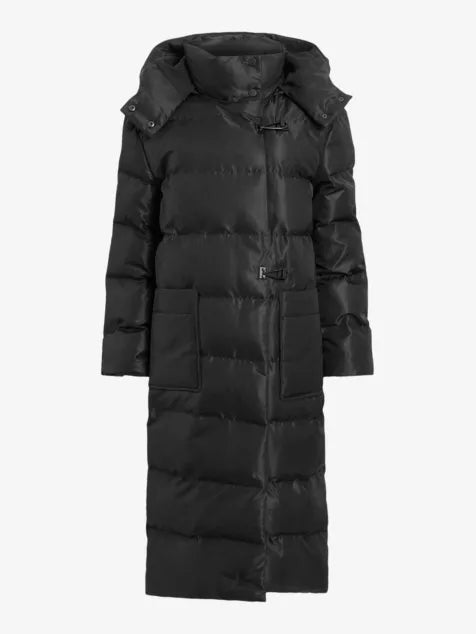 Allana funnel-neck hooded shell puffer jacket