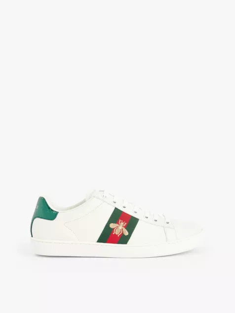 Ace bee-embroidered leather low-top trainers