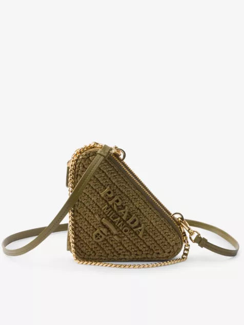 Triangle-shaped woven cross-body bag