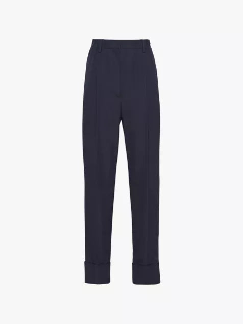 Tailored mid-rise wool-blend trousers