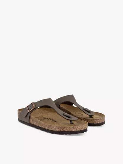 Branded-hardware faux-leather thong sandals