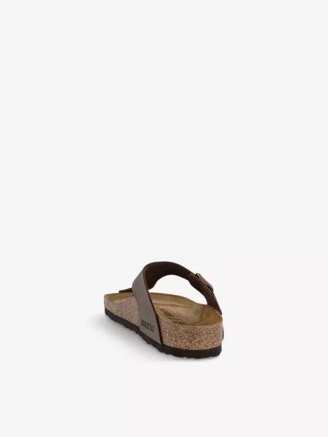 Branded-hardware faux-leather thong sandals