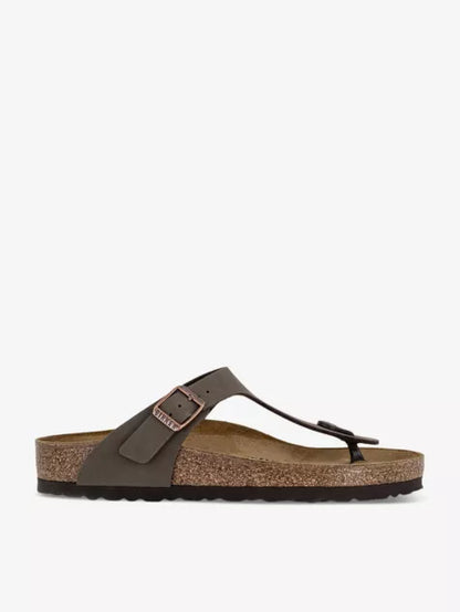 Branded-hardware faux-leather thong sandals