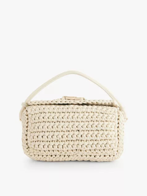 GG-logo basket-weave leather top-handle bag