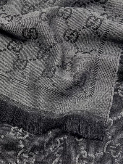 GG-jacquard wool-knit scarf