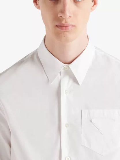 Logo-patch boxy-fit cotton shirt