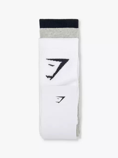 Branded pack of three cotton-blend socks