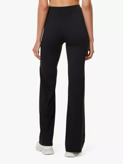 Crossover waist flared-leg regular stretch-woven leggings