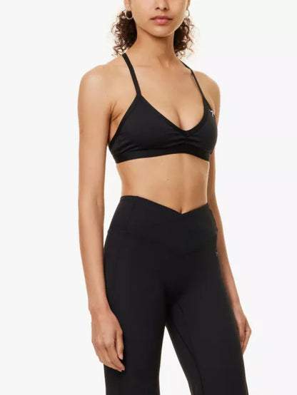 Minimal triangle-cup stretch-woven sports bra