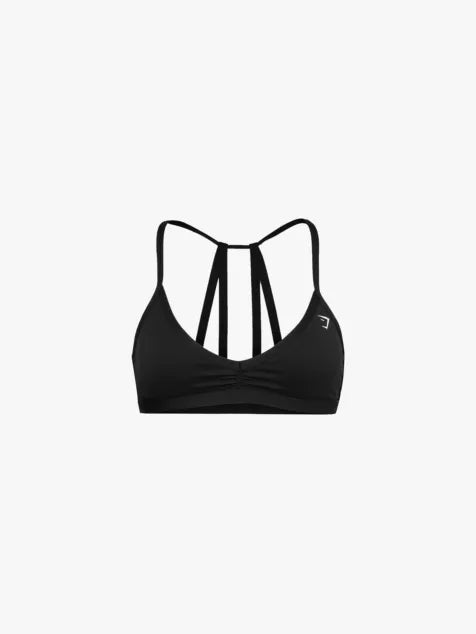 Minimal triangle-cup stretch-woven sports bra