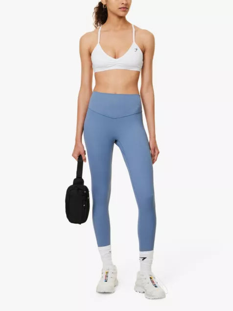 Minimal triangle-cup stretch-woven sports bra