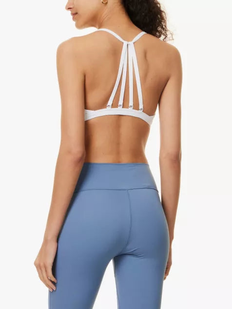 Minimal triangle-cup stretch-woven sports bra