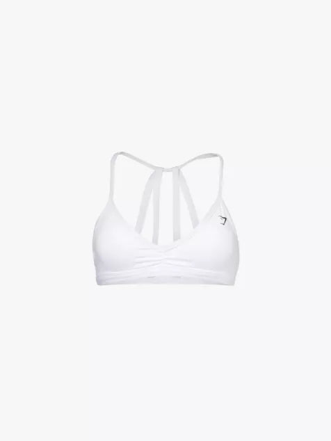 Minimal triangle-cup stretch-woven sports bra