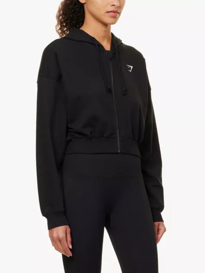 Power Midi Zip oversized-fit cotton-jersey hoody