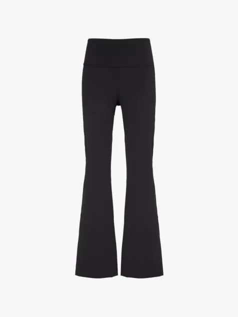 Groove flare-leg stretch-woven trousers