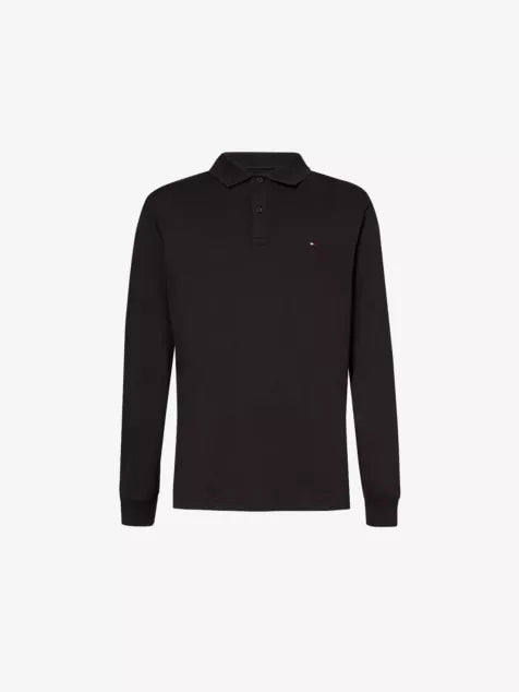 Liquid long-sleeve cotton-jersey polo shirt