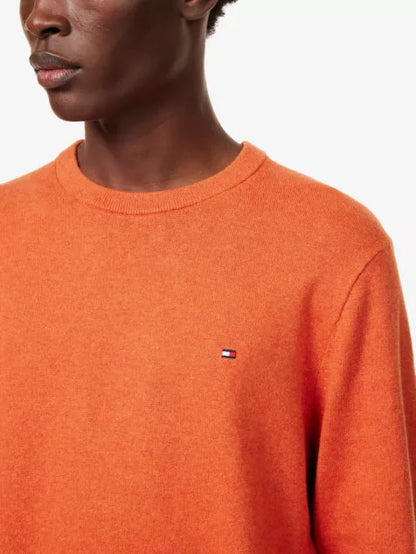 Logo-embroidery brushed cotton-cashmere knitted jumper