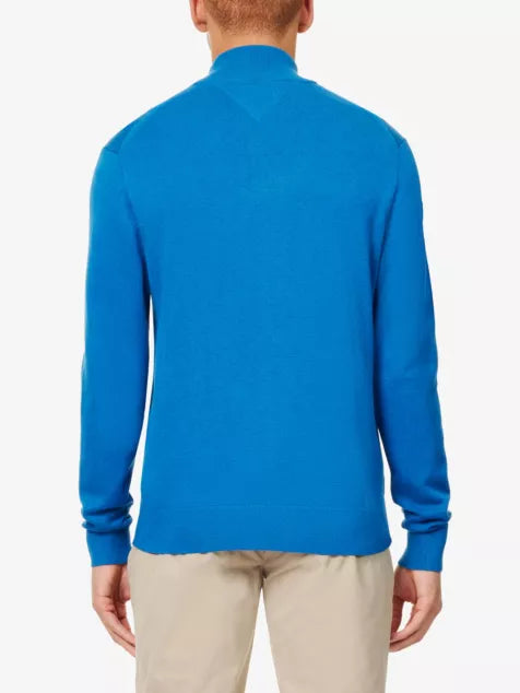 High-neck zip-front cotton and cashmere-blend knit cardiga