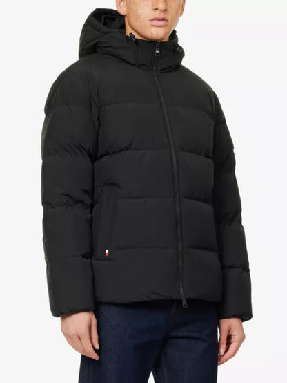 Logo-patch hooded puffer jacket