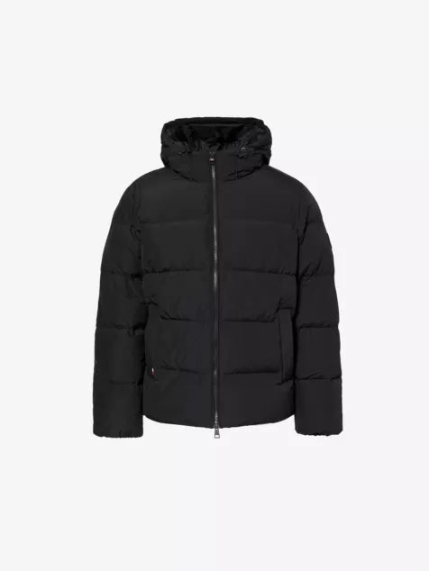 Logo-patch hooded puffer jacket