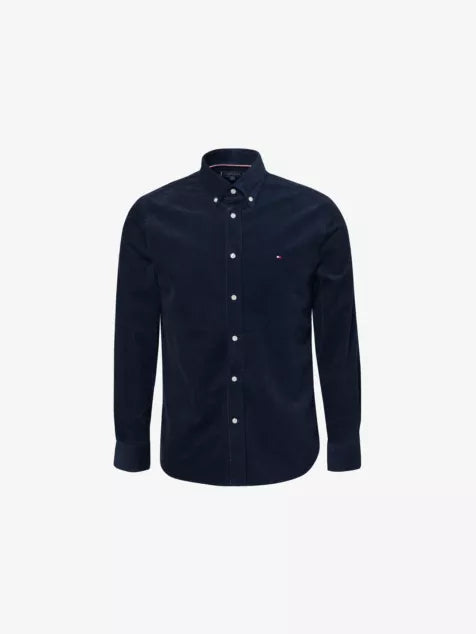 Button-front long-sleeve cotton-corduroy shirt