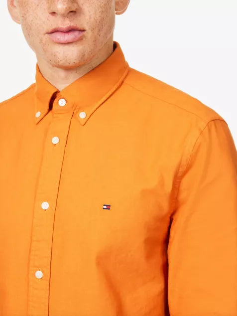 Oxford logo-embroidery cotton-canvas shirt